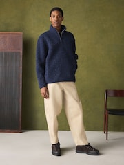 Navy Blue Nep Borg Quarter Zip Fleece - Image 2 of 5