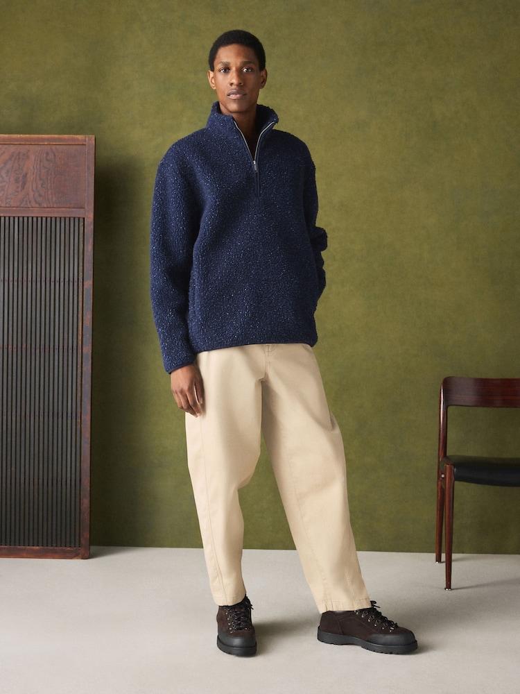 Navy Blue Nep Borg Quarter Zip Fleece - Image 2 of 5 Navy Blue Nep Borg Quarter Zip Fleece - Image 2 of 5