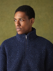 Navy Blue Nep Borg Quarter Zip Fleece - Image 4 of 5