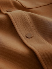 Caramel Brown Jersey Twill Popper Shacket - Image 10 of 10