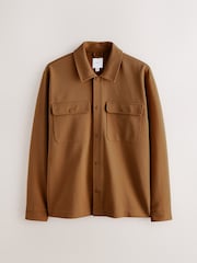 Caramel Brown Jersey Twill Popper Shacket - Image 6 of 10