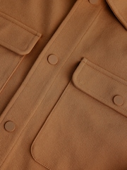 Caramel Brown Jersey Twill Popper Shacket - Image 7 of 10