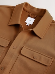 Caramel Brown Jersey Twill Popper Shacket - Image 9 of 10