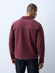 Maroon Purple Jersey Twill Popper Shacket - Image 3 of 8