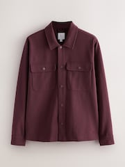Maroon Purple Jersey Twill Popper Shacket - Image 5 of 8