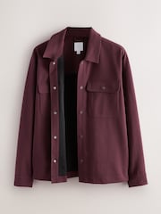 Maroon Purple Jersey Twill Popper Shacket - Image 6 of 8