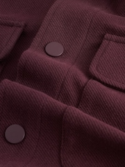 Maroon Purple Jersey Twill Popper Shacket - Image 7 of 8