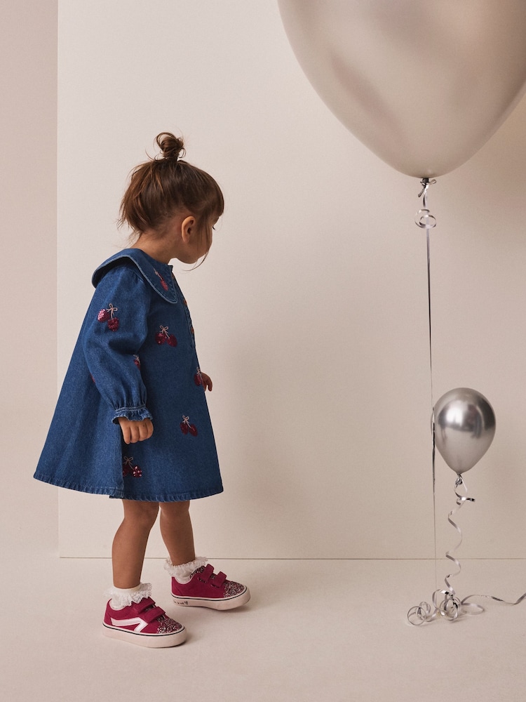 Blue Cherry Sequin Denim Dress (3mths-8yrs) - Image 2 of 8