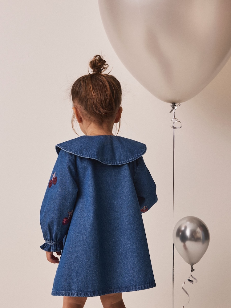 Buy Blue Cherry Sequin Denim Dress (3mths-8yrs) from Next USA
