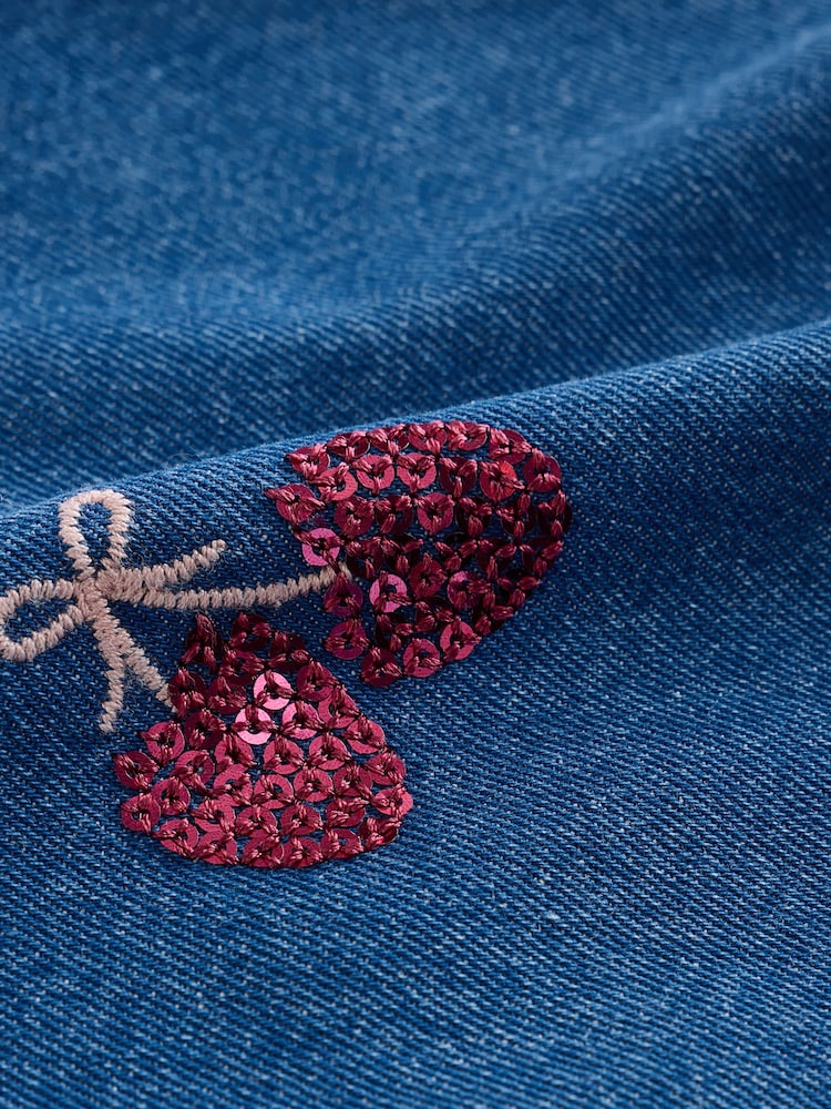 Blue Cherry Sequin Denim Dress (3mths-8yrs) - Image 8 of 8