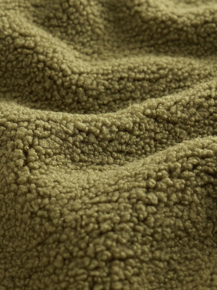 Olive Green Borg Quarter Zip Fleece - Image 3 of 3 Olive Green Borg Quarter Zip Fleece - Image 3 of 3