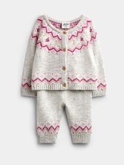 JoJo Maman Bébé Light Grey 3-Piece Fairisle Knit Set - Image 2 of 9