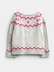 JoJo Maman Bébé Light Grey 3-Piece Fairisle Knit Set - Image 4 of 9