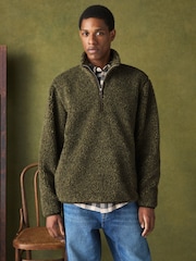 Khaki Green Marl - Nep Borg Quarter Zip Fleece - Larawan 1 ng 9