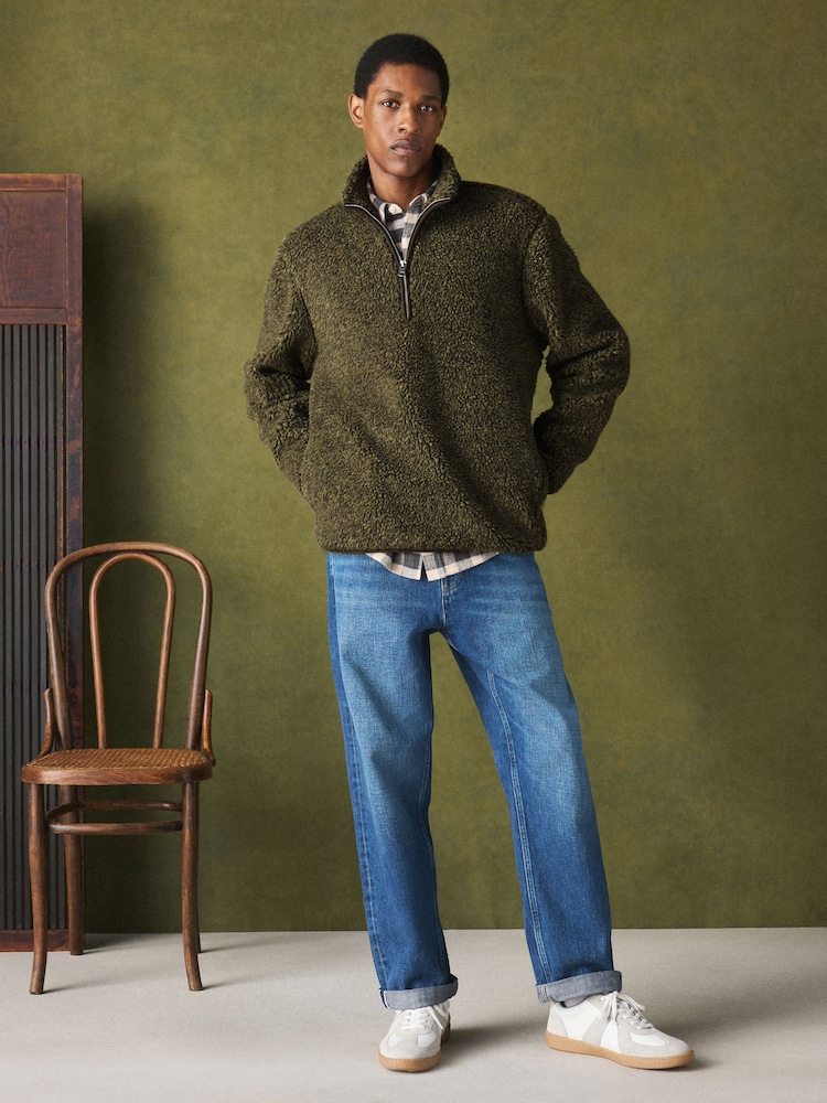Khaki Green Marl - Nep Borg Quarter Zip Fleece - Larawan 2 ng 9 Khaki Green Marl - Nep Borg Quarter Zip Fleece - Larawan 2 ng 9
