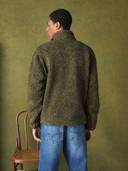 Khaki Green Marl - Nep Borg Quarter Zip Fleece - Larawan 3 ng 9