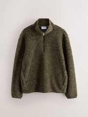 Khaki Green Marl - Nep Borg Quarter Zip Fleece - Larawan 7 ng 9