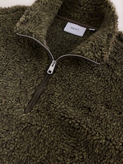 Khaki Green Marl - Nep Borg Quarter Zip Fleece - Larawan 9 ng 9