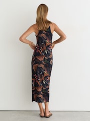 Reiss Navy Lola Reiss | NYBG Printed Jersey Midi Dress - Image 5 of 6