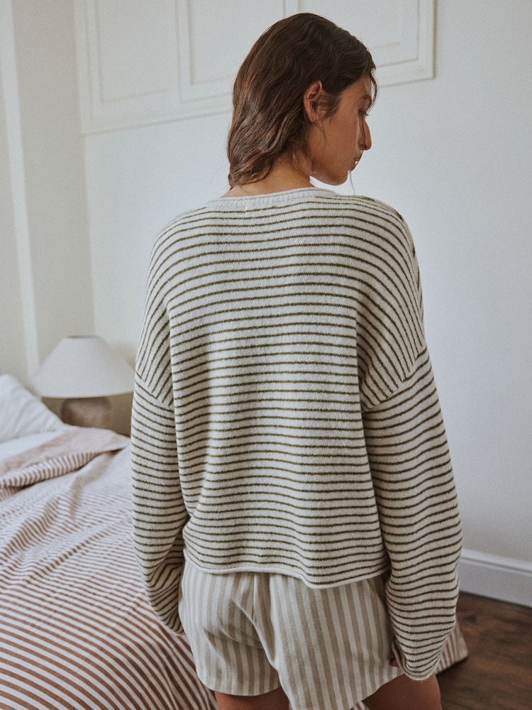 Yard Sage/Ecru Striped Knit Lounge Jumper - Image 2 of 6 Yard Sage/Ecru Striped Knit Lounge Jumper - Image 2 of 6