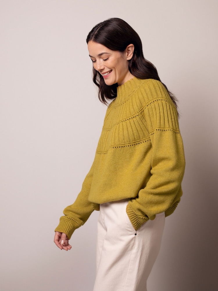 Celtic & Co. Textured Yoke Yellow Jumper - Image 1 of 7