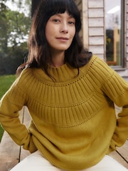 Celtic & Co. Textured Yoke Yellow Jumper - Image 3 of 7