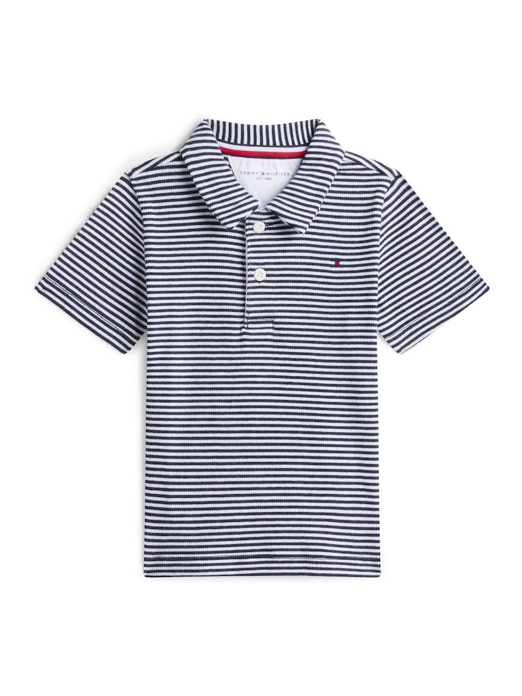 Tommy Hilfiger Regular Fit Stripe Ribbed Polo Shirt - صورة 1 من 2