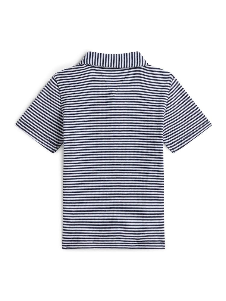 Tommy Hilfiger Regular Fit Stripe Ribbed Polo Shirt - صورة 2 من 2
