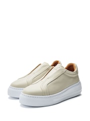 Moda in Pelle White Alber Leather Slip On Wedge Trainers - Image 2 of 4