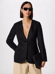 Whistles Black Collarless Linen Blazer - Image 1 of 5