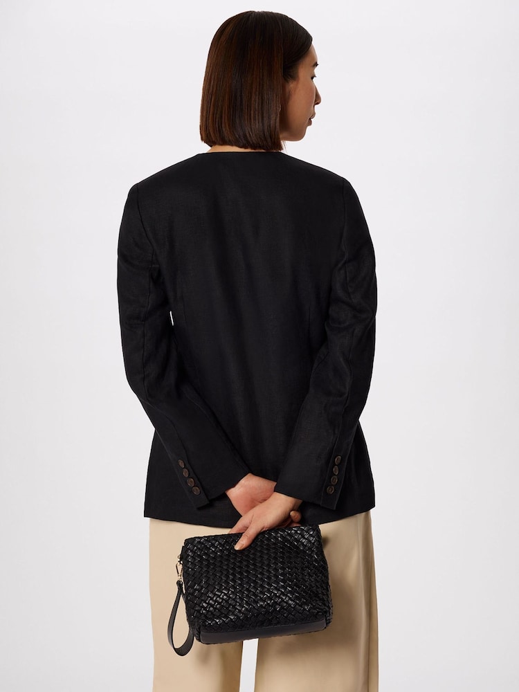 Whistles Black Collarless Linen Blazer - Image 2 of 5