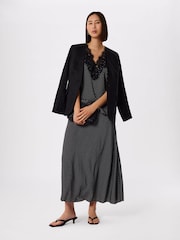 Whistles Black Collarless Linen Blazer - Image 4 of 5