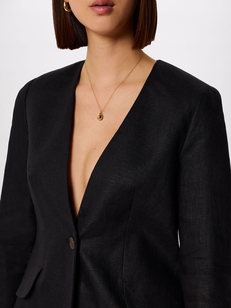 Whistles Black Collarless Linen Blazer - Image 5 of 5