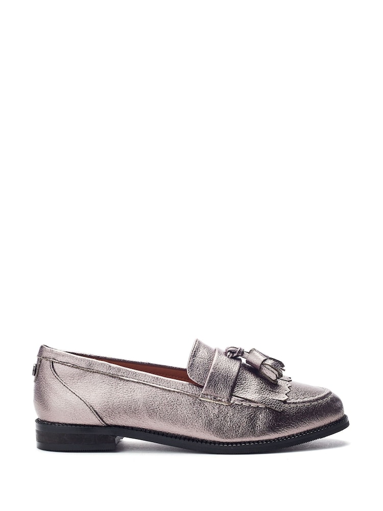 Moda in Pelle Grey Ebara Smart Tassel Loafers - Image 1 of 4