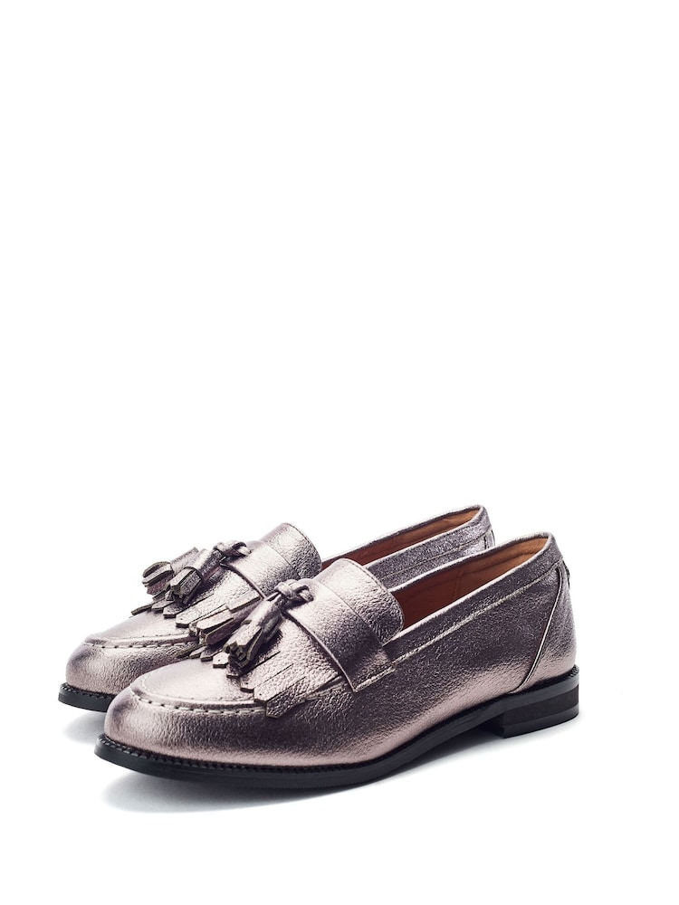 Moda in Pelle Grey Ebara Smart Tassel Loafers - Image 2 of 4