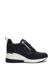 Moda in Pelle Black Carrley Wedge Lace Up Trainers With Side Zip - Image 1 of 4