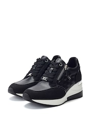 Moda in Pelle Black Carrley Wedge Lace Up Trainers With Side Zip - Image 2 of 4