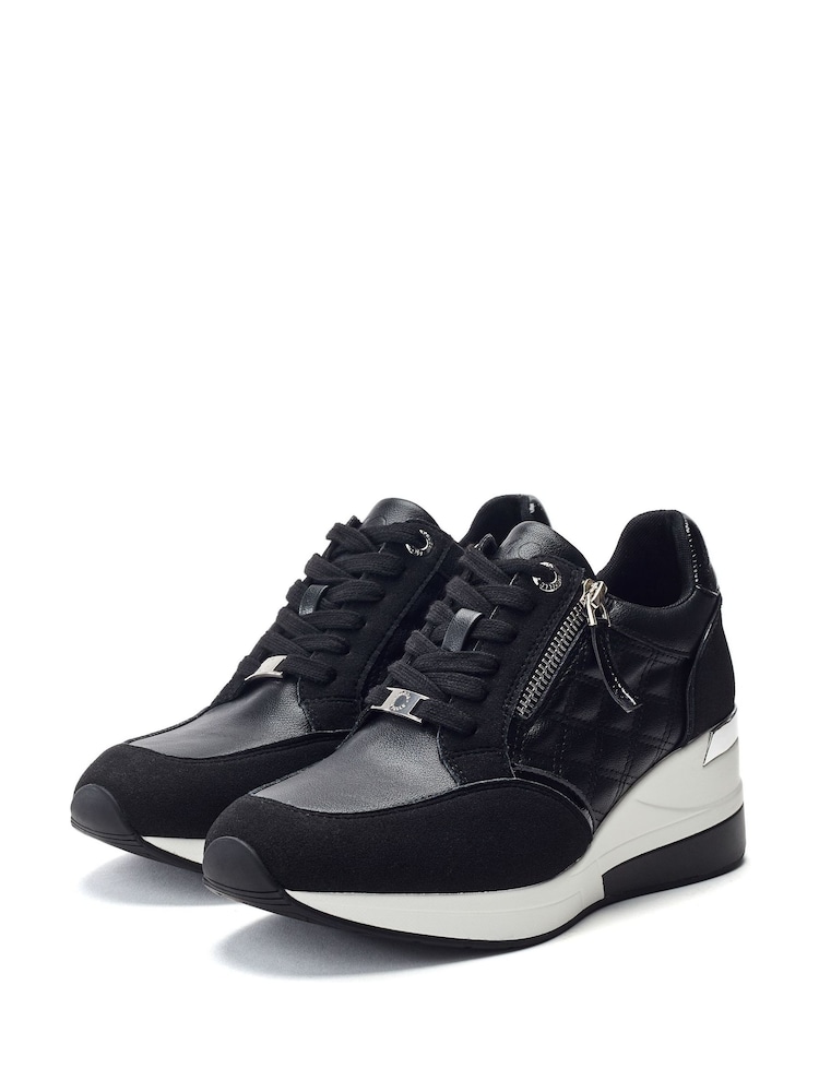 Moda in Pelle Black Carrley Wedge Lace Up Trainers With Side Zip - Image 2 of 4