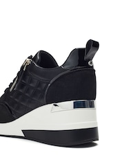 Moda in Pelle Black Carrley Wedge Lace Up Trainers With Side Zip - Image 3 of 4
