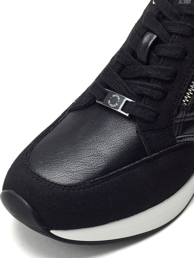 Moda in Pelle Black Carrley Wedge Lace Up Trainers With Side Zip - Image 4 of 4