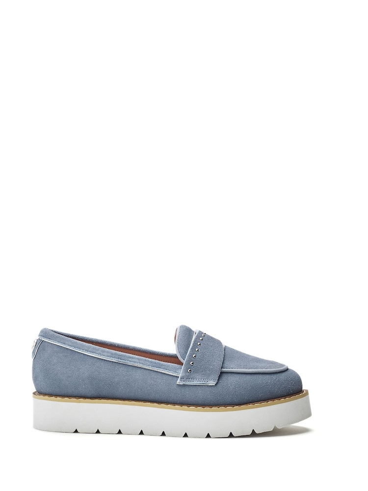 Moda in Pelle Blue Elber Suede Cleated Loafers - Image 1 of 4