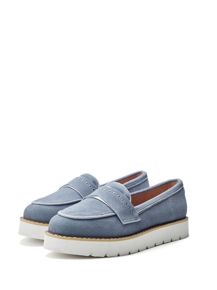 Moda in Pelle Blue Elber Suede Cleated Loafers - Image 2 of 4