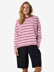 NOISY MAY Pink Long Sleeve Stripe Sweatshirt - Image 3 of 6
