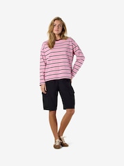 NOISY MAY Pink Long Sleeve Stripe Sweatshirt - Image 4 of 6