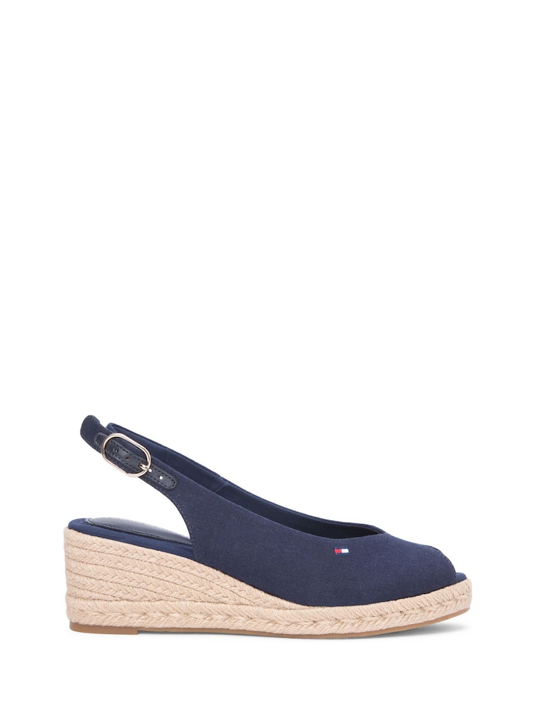 Bleu - Tommy Hilfiger Hemp Slingback Wedge Espadrilles - Image 1 de 6