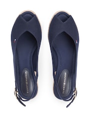 Bleu - Tommy Hilfiger Hemp Slingback Wedge Espadrilles - Image 4 de 6