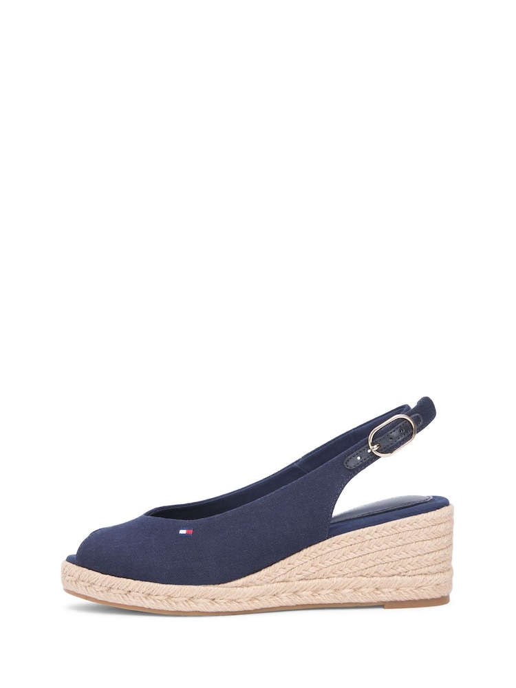 Bleu - Tommy Hilfiger Hemp Slingback Wedge Espadrilles - Image 6 de 6