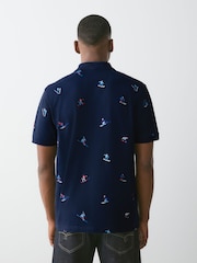 Navy Christmas Ski Embroided Short Sleeve Motionflex Polo Shirt - Image 4 of 7