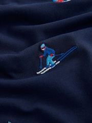Navy Christmas Ski Embroided Short Sleeve Motionflex Polo Shirt - Image 7 of 7