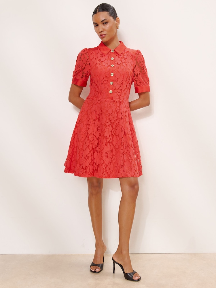 lipsy red lace dress Lipsy PLUS SIZE FIT - SHORT SLEEVE MINI - Day dress - red